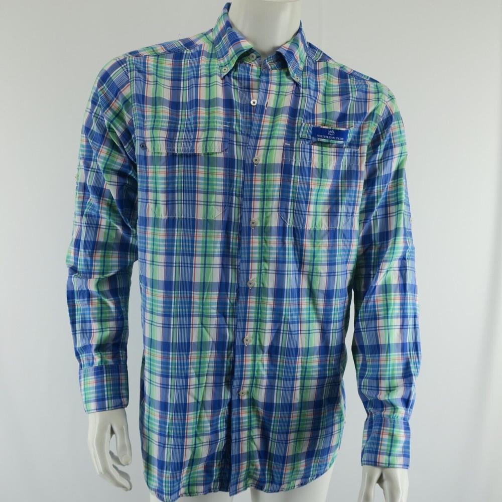Southern Tide Vented Long Sleeve Button‎ Up Fishing Shirt Mens S